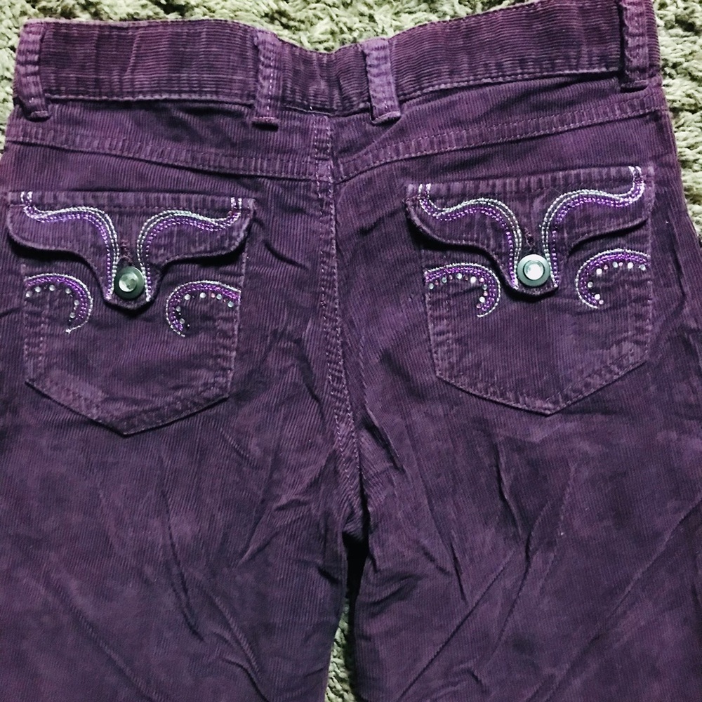 CORDUROY BOOT-CUT PURPLE PANTS
